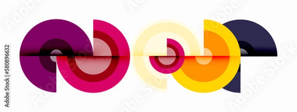 Fototapeta Circles with shadows trendy minimal geometric composition abstract background