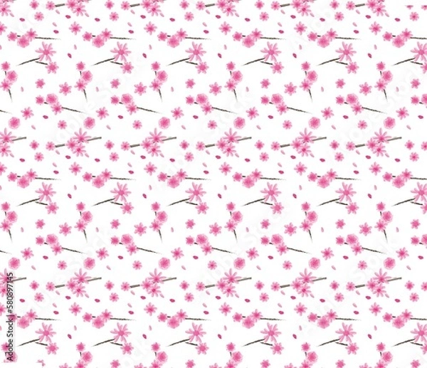 Fototapeta sakura / cherry blossom seamless pattern