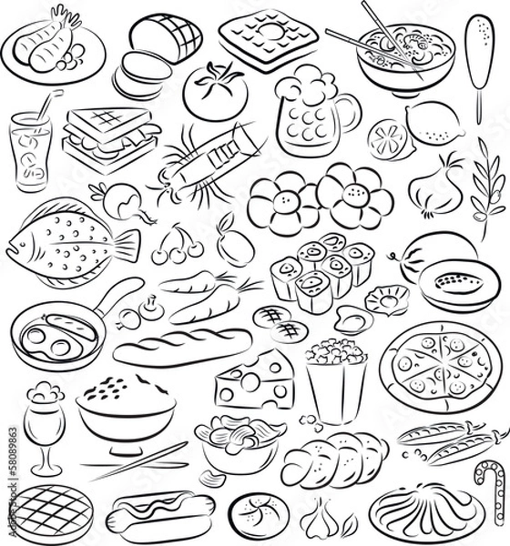 Fototapeta Vector illustration of food collection