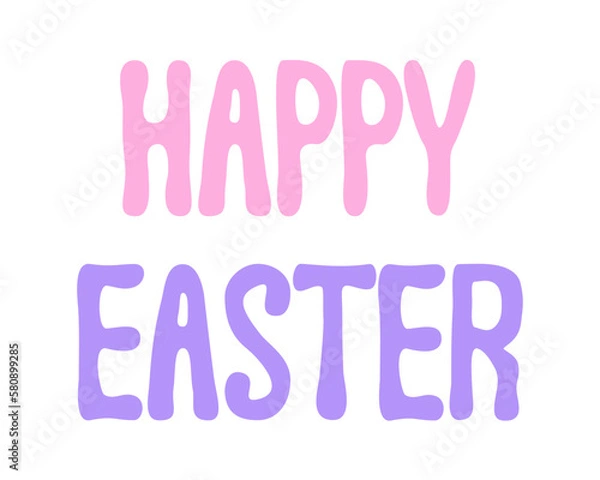 Obraz hand drawn Happy Easter bubble text illustration