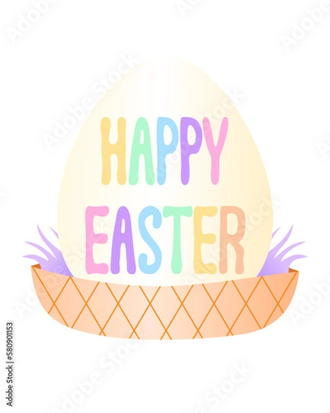 Obraz happy easter text egg in a basket
