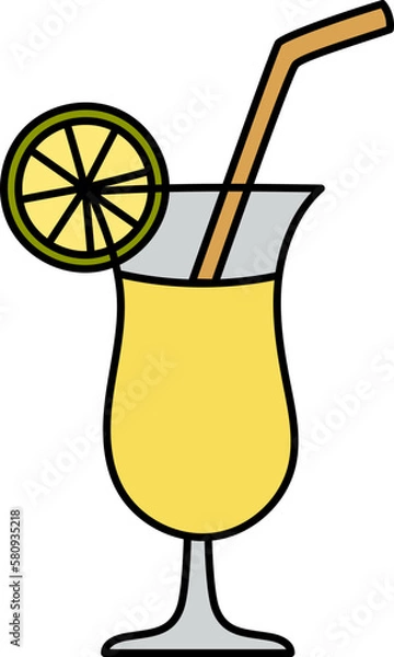 Fototapeta Orange juice cocktail summer decorative icon design element for website, presentation, flyer, brochure, printing, application.