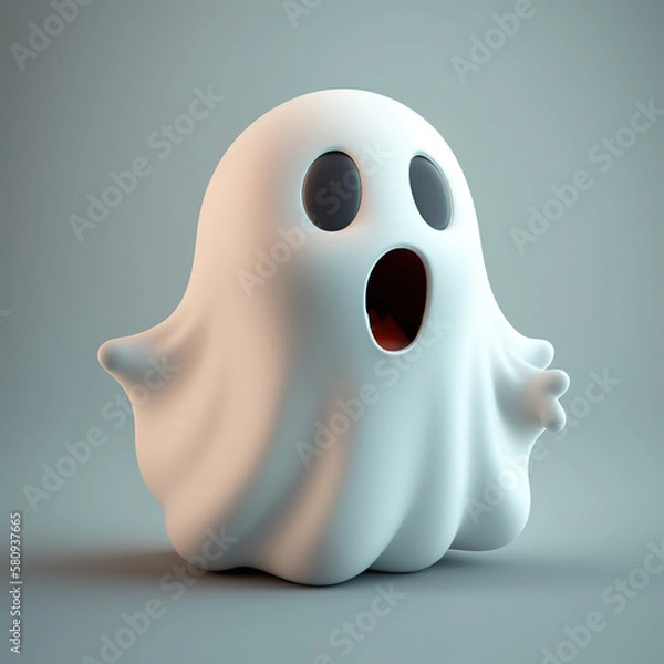 Obraz 3D Cute Halloween Ghost. Generative AI