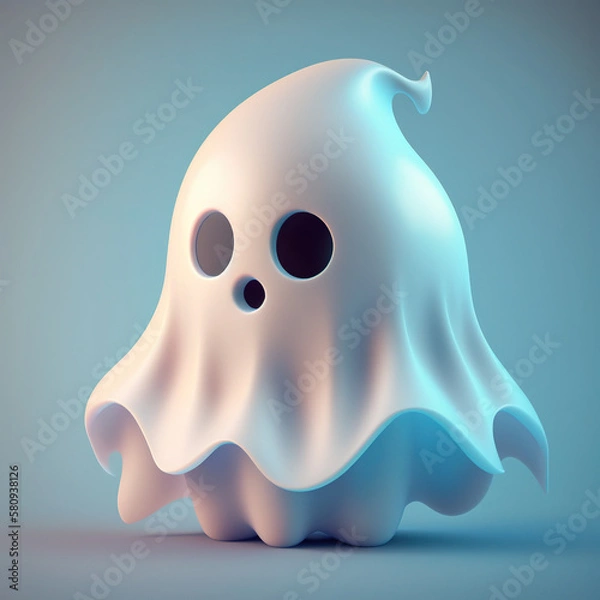 Obraz 3D Cute Halloween Ghost. Generative AI