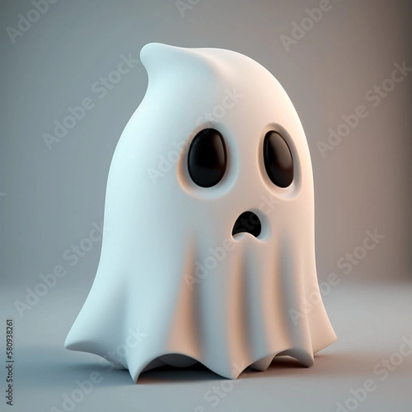 Obraz 3D Cute Halloween Ghost. Generative AI