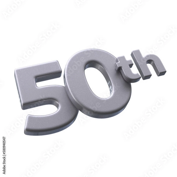 Fototapeta Number 50th 3D render with silver color