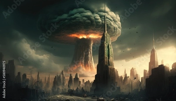 Obraz A city getting Nuked sunset.