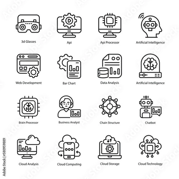 Fototapeta Technology vector   outline  Icon Design illustration. Technology Symbol on White background EPS 10 File set 1

