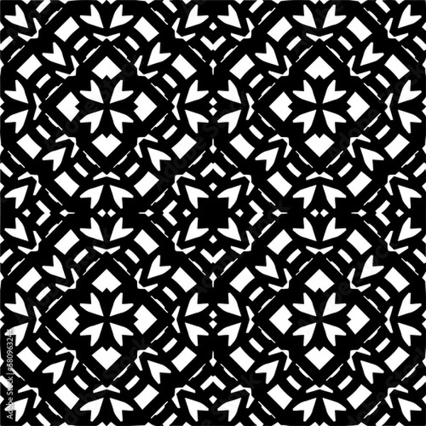 Fototapeta Vector monochrome pattern, Abstract texture for fabric print, card, table cloth, furniture, banner, cover, invitation, decoration, wrapping.seamless repeating pattern.Black and 
white color.