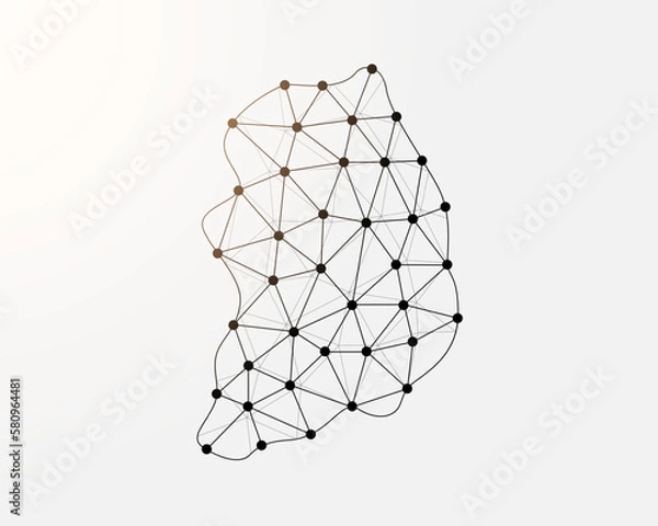 Fototapeta South Korea low poly symbol with connected dots. Republic of Korea design vector illustration. Country map polygonal wireframe illustration