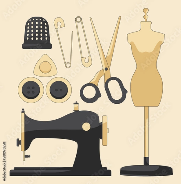 Fototapeta Set Collection Tailor Element
