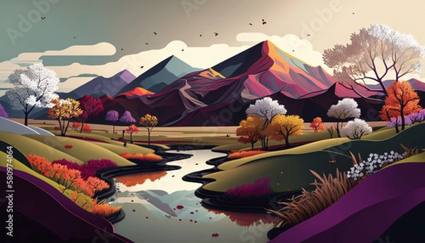 Fototapeta landscape with mountains