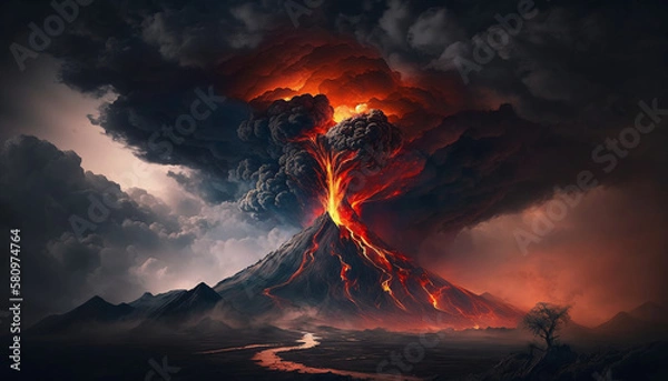 Fototapeta Volcano errupting