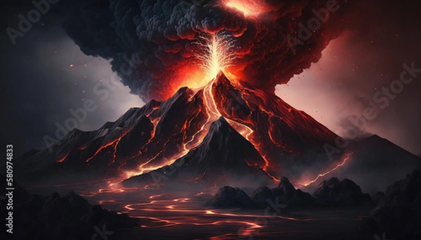 Fototapeta Volcano errupting