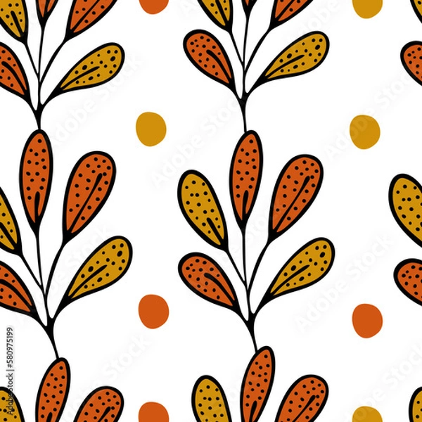 Fototapeta vector pattern with leaves on a white background