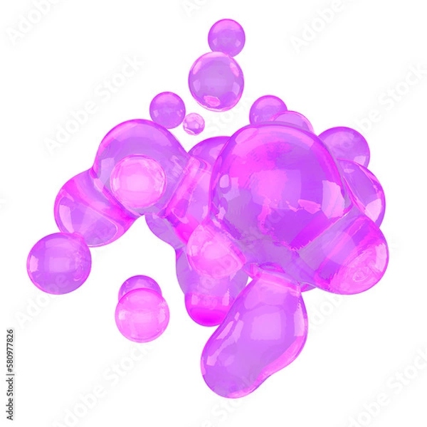 Obraz Abstract liquid holographic figure isolated on transparent background. PNG format. 3D render