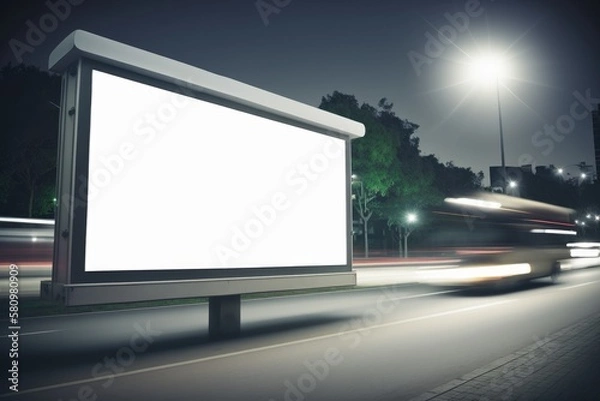 Obraz Billboard blank on road in city for advertising background Generative AI