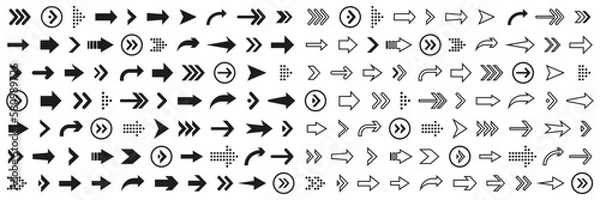 Fototapeta Big set of black arrows in different style. Black arrow collection
