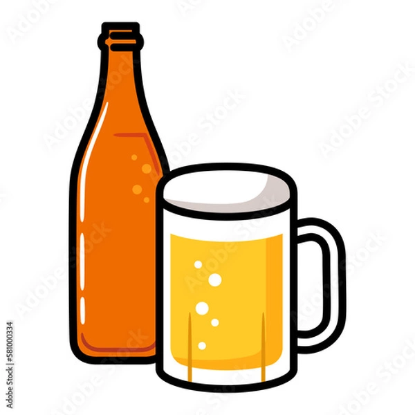 Fototapeta 瓶ビールと生ビールジョッキ.