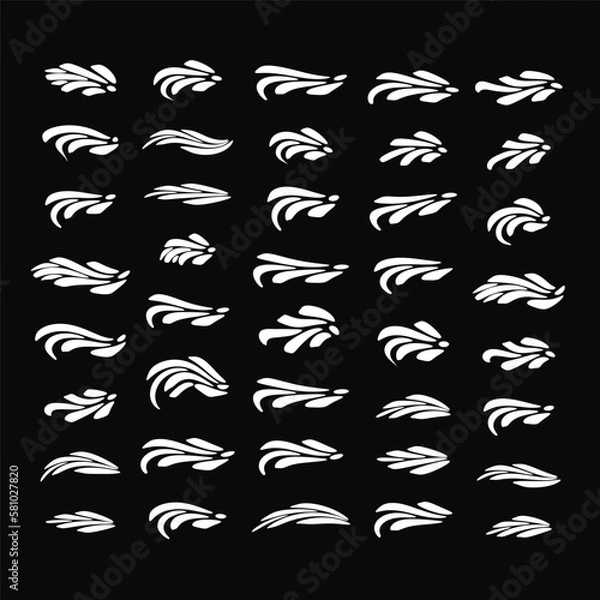 Fototapeta set of hand drawn Ray Burst Accent Flourish,Word Emphasis accent flourish doodle design elements and ornaments, word accents decoration,Decorative swirls t-shirt, poster, banner