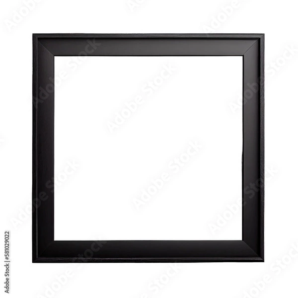 Fototapeta Black wooden square picture frame on transparent background, Generative AI