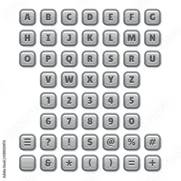 Fototapeta Casual Game UI Kit Buttons Set. Cartoon Style. Vector