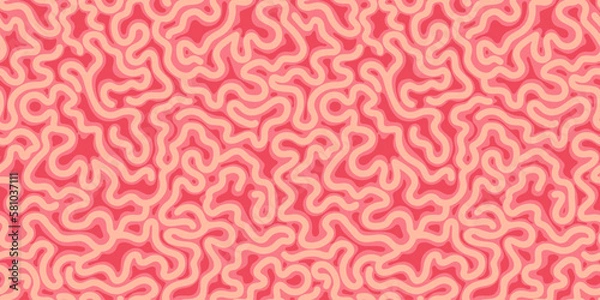 Fototapeta  Coral reef seamless pattern. Underwater sea life ocean background vector illustration. Brain coral print textured design