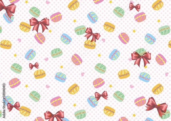 Obraz 壁紙　マカロンとリボン