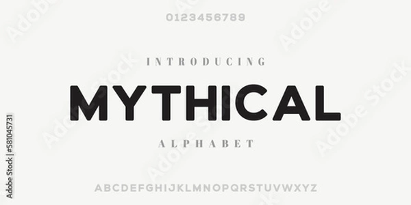 Fototapeta Mythical. Modern Bold Font. Regular Italic Number Typography urban style alphabet fonts for fashion, sport, technology, digital, movie, logo design, vector illustration