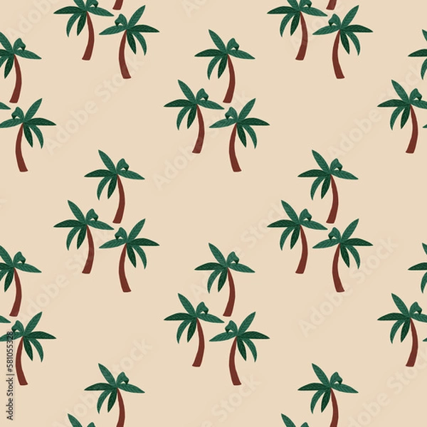 Obraz Palm trees seamless pattern,  Tropical summer background,  Simpla beach repeat print, Botanical ornament, Holiday wallpaper, Summer beach illustration ornament,