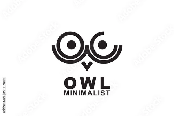 Fototapeta minimalist owl logo with creative concept letter