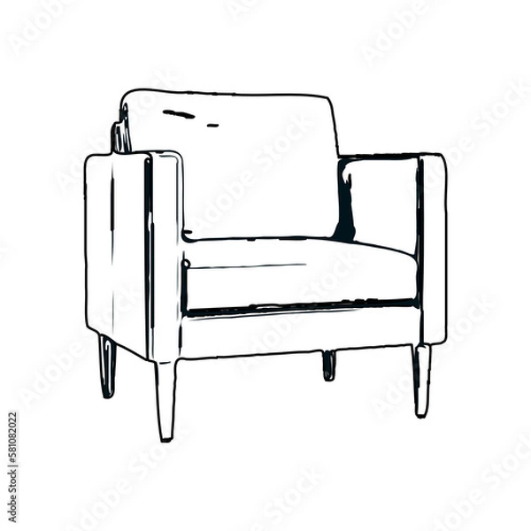 Fototapeta Black and white sketch of a chair with transparent background