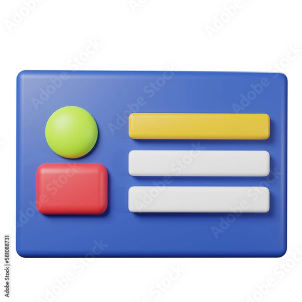 Obraz 3d icon id card object 