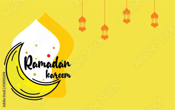 Fototapeta greetings commemorating the month of Ramadan  for Muslims and copy space area