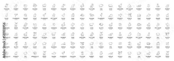 Obraz Animals logos collection. Animal logo set. Geometrical abstract logos. Icon design	