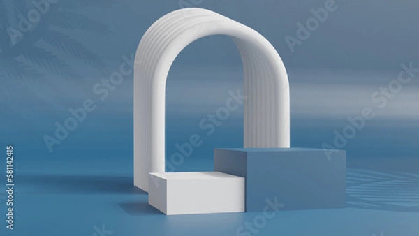 Fototapeta 3d product display podium scene with the geometric platform. 3d cylinder stand podium. Commercial background. Geometric forms in modern minimal design. 3d rendering.