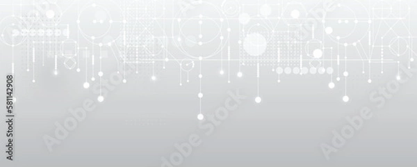 Obraz Grey white Abstract technology background, Hi tech digital connect, communication, High technology concept, Science, technology background
