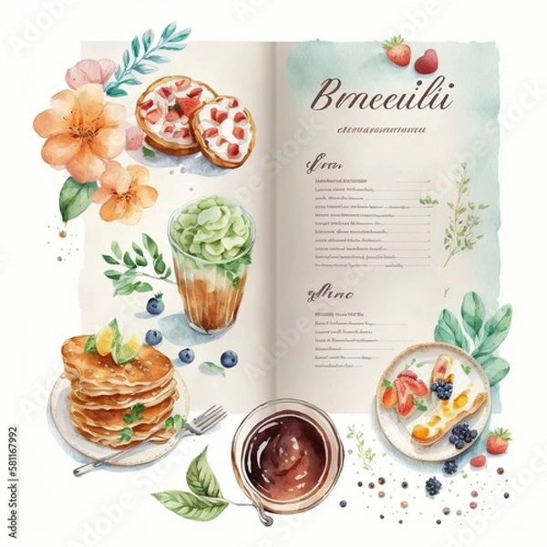 Fototapeta menu food illustration spring
