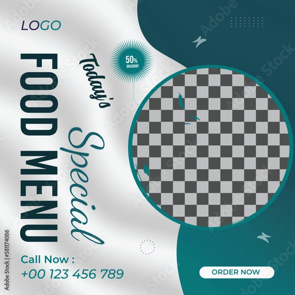 Fototapeta  Vector ramadan special offer restaurant food menu business marketing social media post or web banner template design with abstract background, logo and icon. 