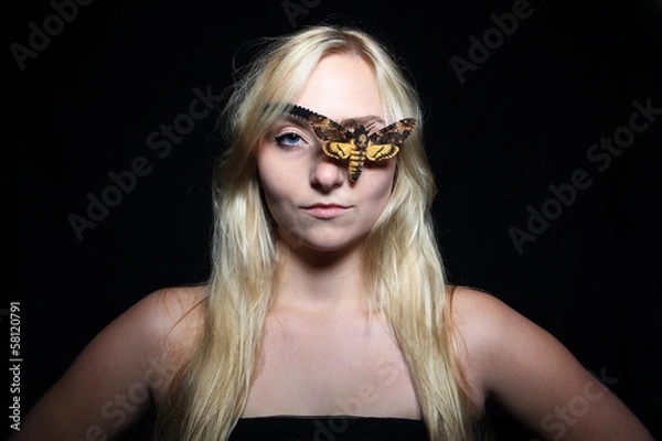 Obraz Death's-head Hawkmoth eye patch girl