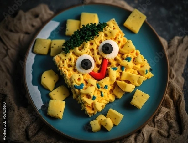 Fototapeta Scrambled Eggs for Kids in the shape of the smile face emoji