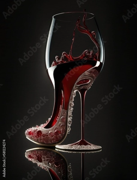 Fototapeta red women's shoes that look like wine glasses