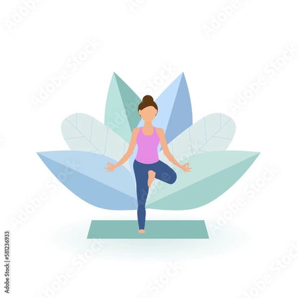 Obraz Yoga, fitness, meditation classes. Vector illustration.