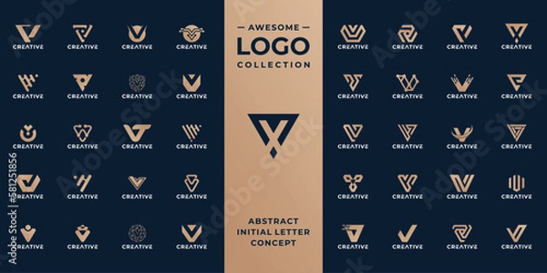 Obraz Mega collection initial V logo design idea.