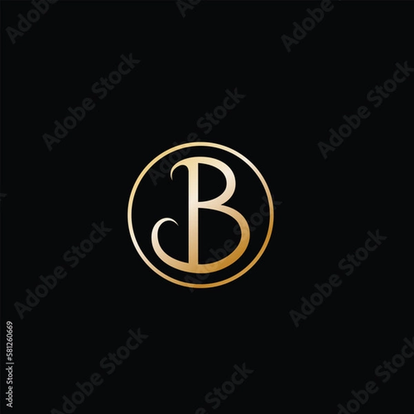 Obraz Minimal, elegant,  golden letter B