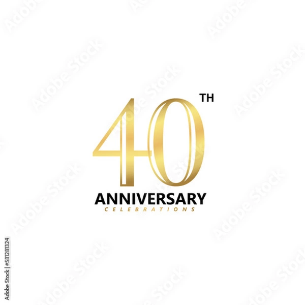 Obraz 40th Anniversary logotype golden design, Forty years Celebrating Anniversary.