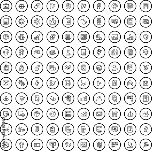 Fototapeta 100 quality icons set. Outline illustration of 100 quality icons vector set isolated on white background