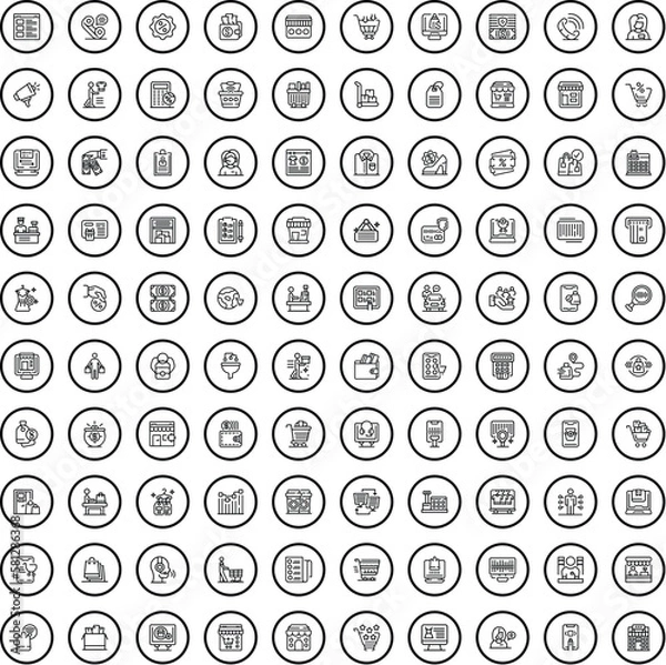 Fototapeta 100 sale icons set. Outline illustration of 100 sale icons vector set isolated on white background