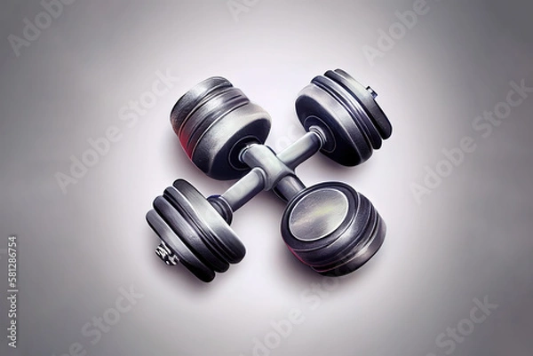 Fototapeta Above view dumbbells. Generative Ai