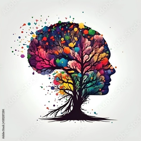 Fototapeta Generative AI tree thinking brain